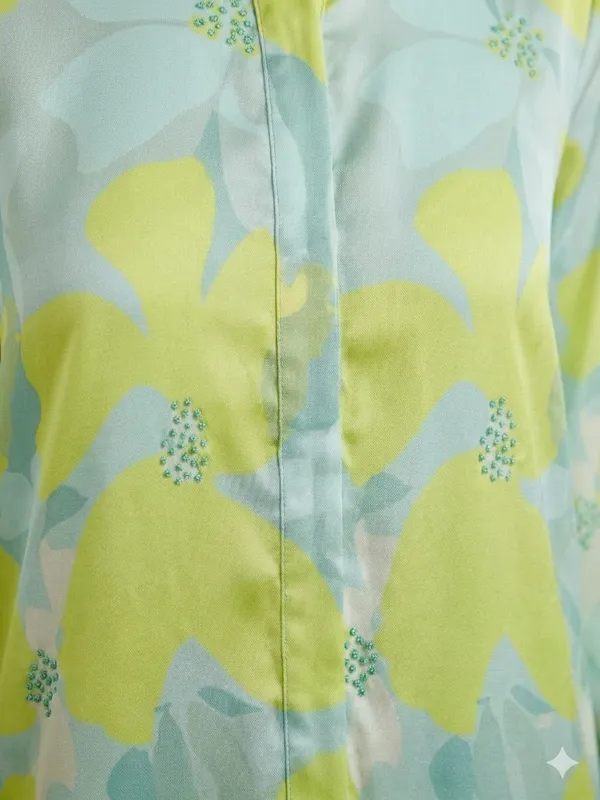 Yellow_Blue_Chinnon_Floral_Printed_Kurta_Set_For_Women