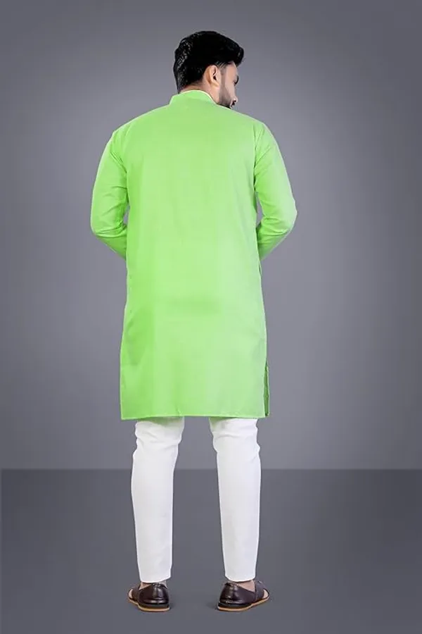 Parrot_Green_Cotton_Slim_Fit_Kurta_For_Men