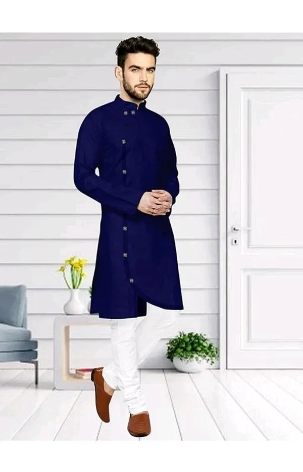 Navy_Velvet_Relaxed_Fit_Ethnic_Kurta_For_Men