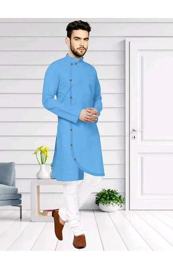 Blue_Cotton_Slim_Fit_Kurta_For_Men