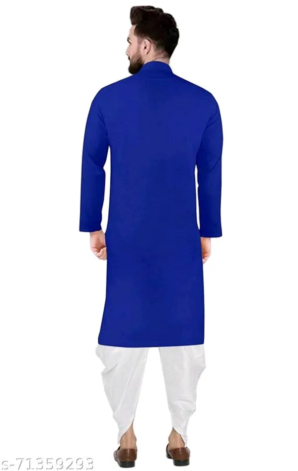 Royal_Blue_Cotton_Blend_Kurta_Pajama_Set_For_Men