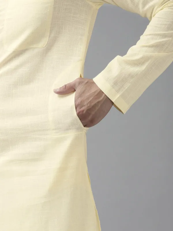 Light_Yellow_Cotton_Full_Sleeve_Kurta_For_Men