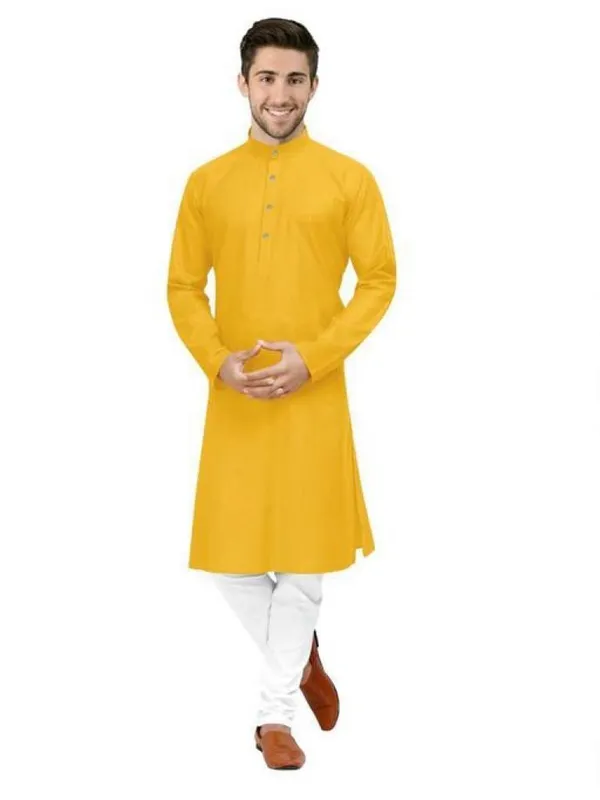 Yellow_Cotton_Relaxed_Fit_Kurta_For_Men