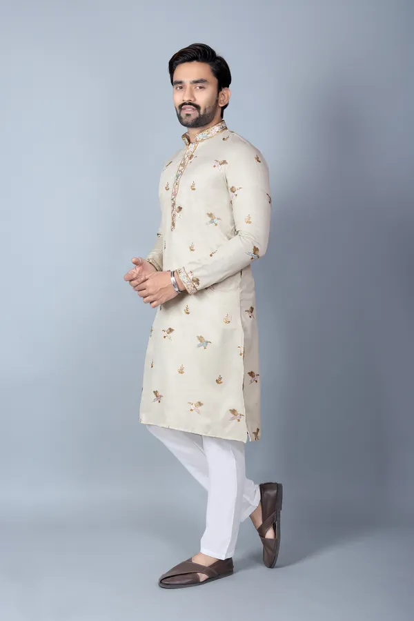 Beige_Cotton_Embroidered_Straight_Kurta_Pajama_Set_For_Men