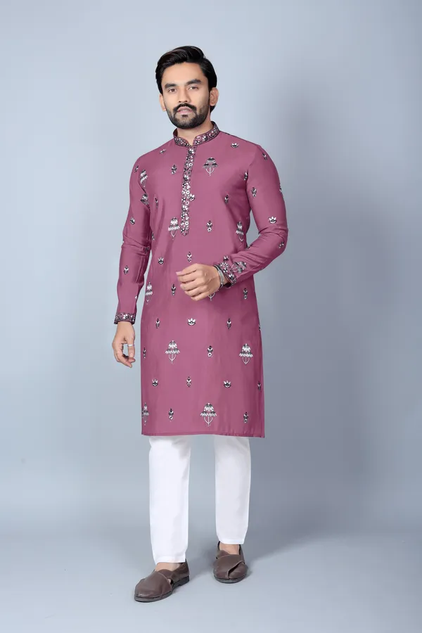 Pink_Cotton_Embroidered_Straight_Kurta_Pajama_Set_For_Men