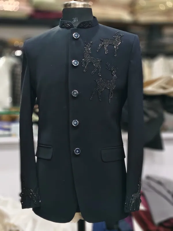 Black_Cotton_Bandhgala_Embellished_Blazer_For_Men