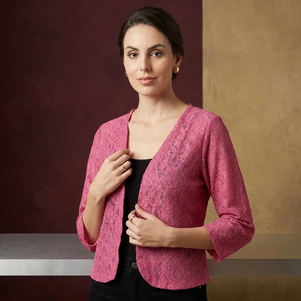 Pink_Lace_Open_Front_Jacket_For_Women