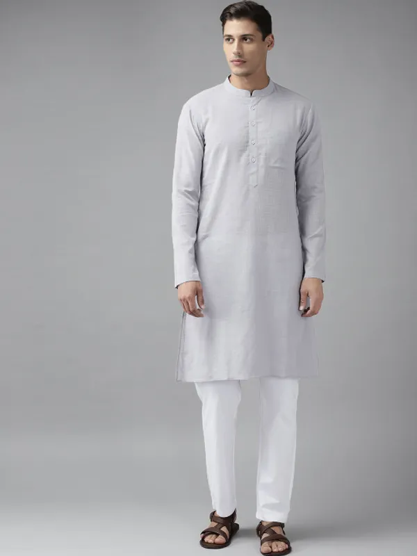 Grey_Linen_Mandarin_Collar_Full_Sleeve_Shirt_For_Men