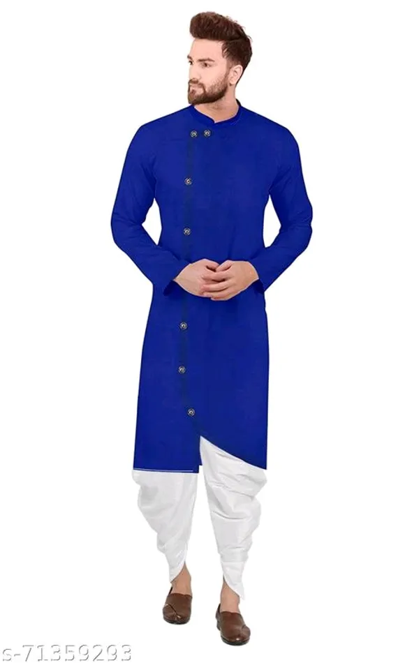 Royal_Blue_Cotton_Blend_Kurta_Pajama_Set_For_Men