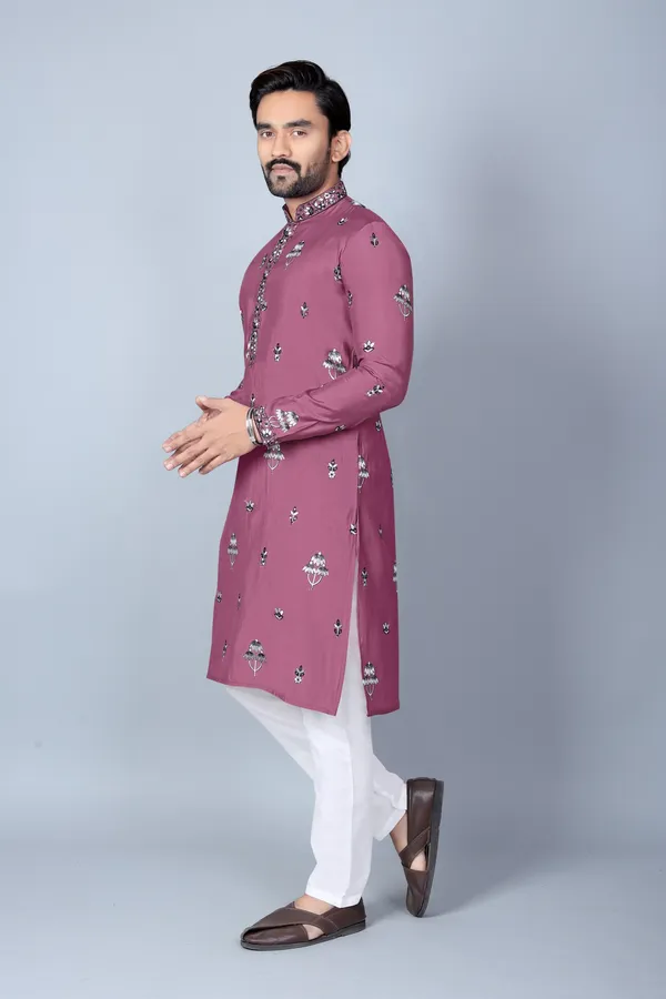 Pink_Cotton_Embroidered_Straight_Kurta_Pajama_Set_For_Men