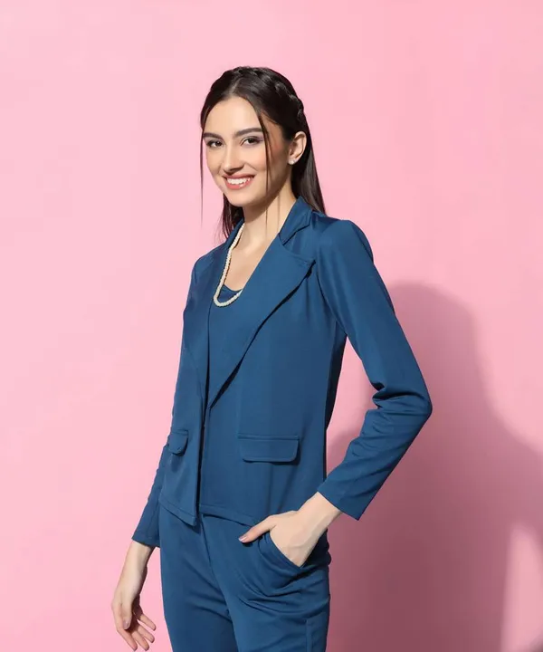 Blue_Lycra_Tailored_Blazer_And_Trouser_Suit_Set_For_Women