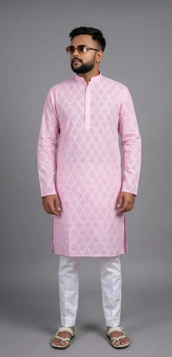 Pink_Embroidered_Cotton_Straight_Kurta_Pajama_Set_For_Men