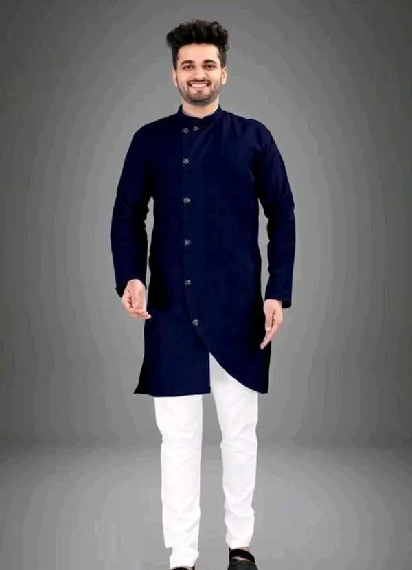 Navy_Blue_Cotton_Blend_Regular_Fit_Kurta_For_Men