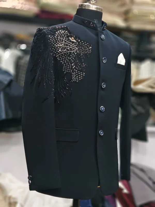 Black_Cotton_Structured_Embellished_Bandhgala_Jacket_For_Men