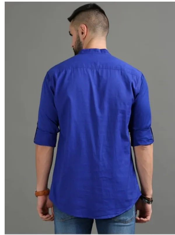 Royal_Blue_Cotton_Short_Kurta_For_Men