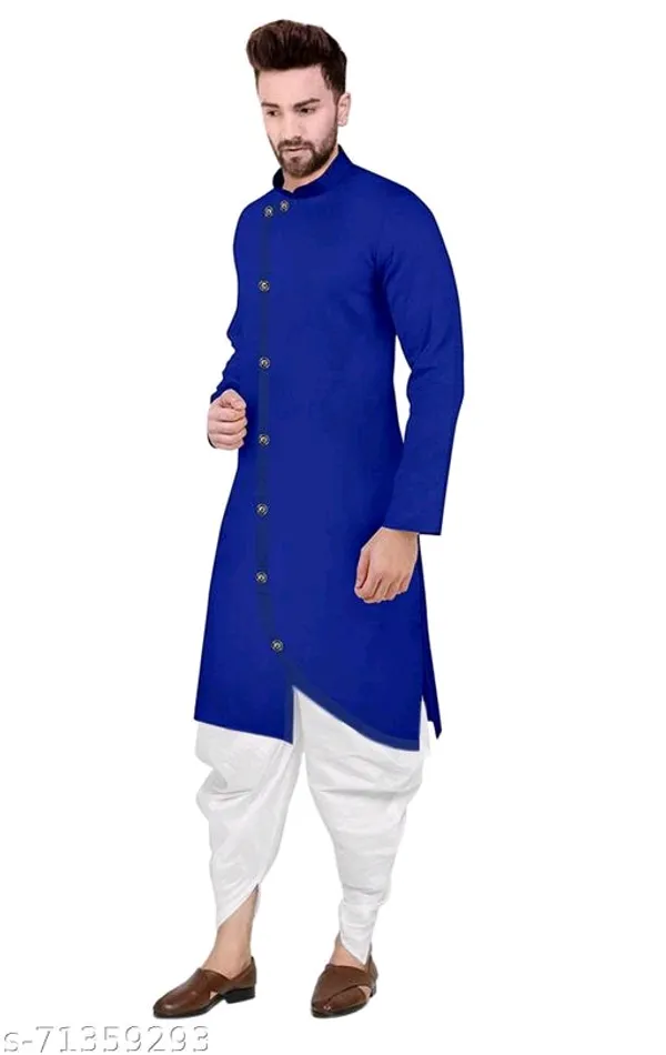 Royal_Blue_Cotton_Blend_Kurta_Pajama_Set_For_Men