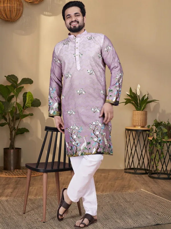 Lavender_Cotton_Straight_Fit_Embroidered_Kurta_Pajama_Set_For_Men