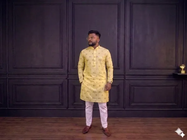 Yellow_Cotton_Straight_Embroidered_Kurta_Pajama_Set_For_Men