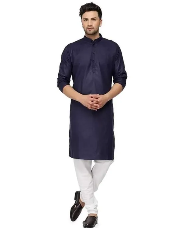 Navy_Blue_Cotton_Mandarin_Collar_Kurta_Pajama_Set_For_Men