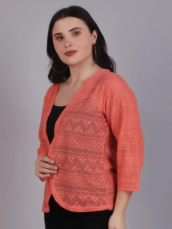 Coral_Pink_Crochet_Open_Front_Shrug_For_Women