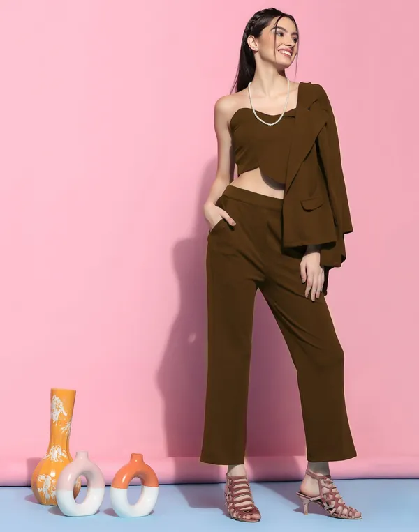 Brown_Lycra_Structured_Three_Piece_Suit_Set_For_Women
