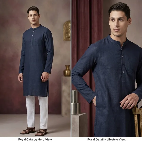 Navy_Blue_Cotton_Blend_Kurta_Pajama_Set_For_Men