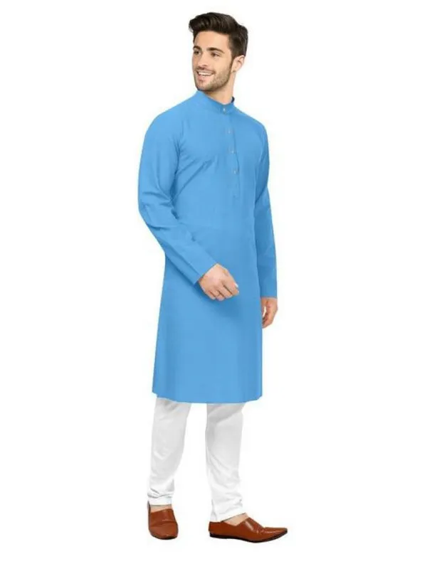 Sky_Blue_Cotton_Blend_Straight_Fit_Kurta_For_Men