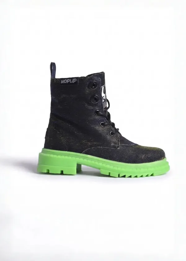 Black_Silver_Hi_Top_Boots_With_Green_Sole