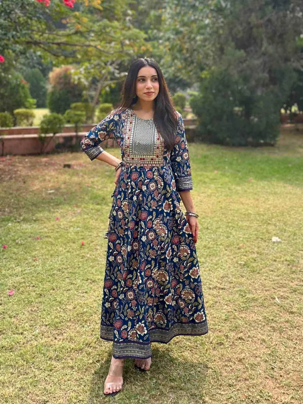 Blue_Cotton_Flared_Anarkali_Dress_With_Thread_Sequin_Work_For_Women