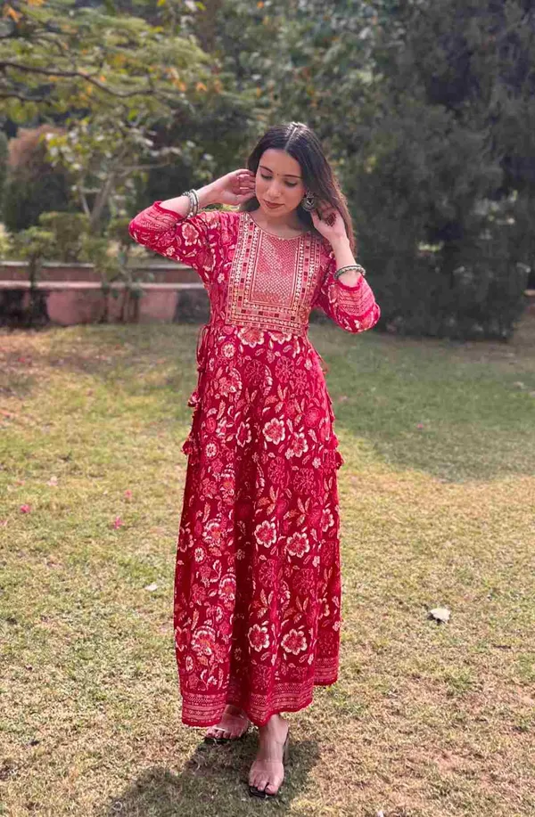 Pink_Cotton_Printed_Anarkali_Dress_With_Sequin_Thread_Work_For_Women