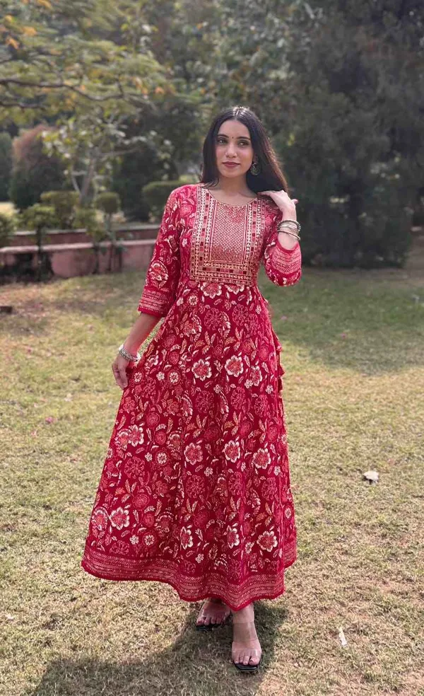 Pink_Cotton_Printed_Anarkali_Dress_With_Sequin_Thread_Work_For_Women