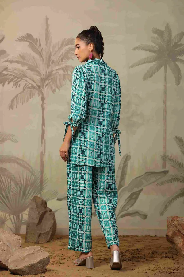 Turquoise_Rayon_Sequin_Work_Printed_Co_Ord_Set_For_Women