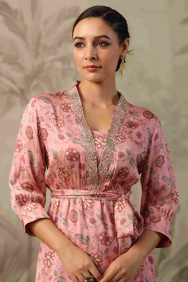 Peach_Satin_Belted_Co_Ord_Set_For_Women
