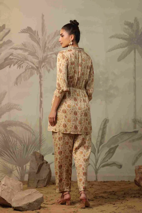 Beige_Satin_Floral_Printed_Belted_Co_Ord_Set_For_Women