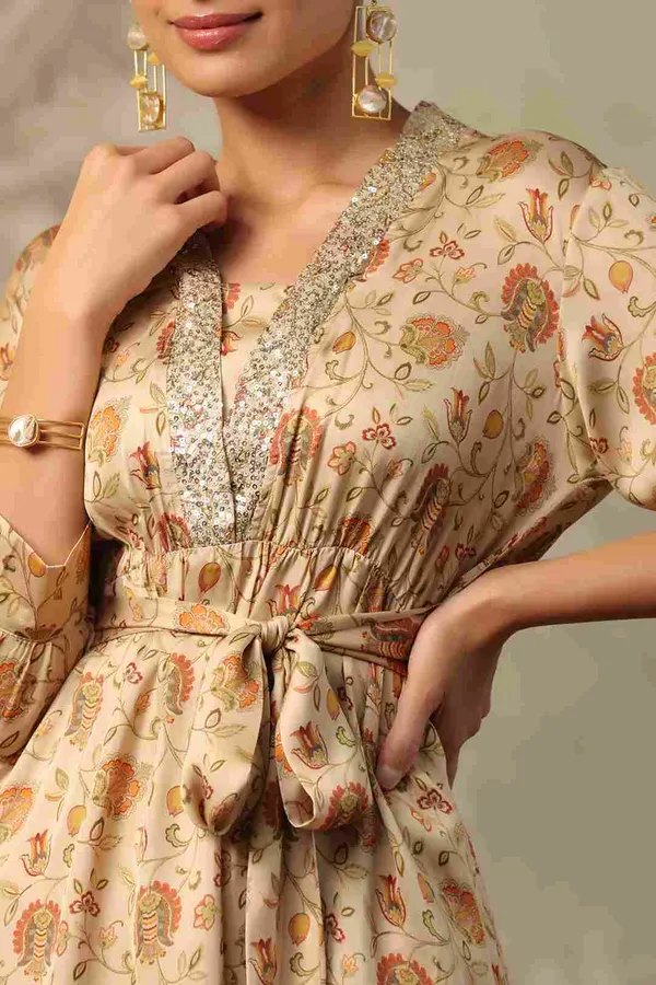 Beige_Satin_Floral_Printed_Belted_Co_Ord_Set_For_Women