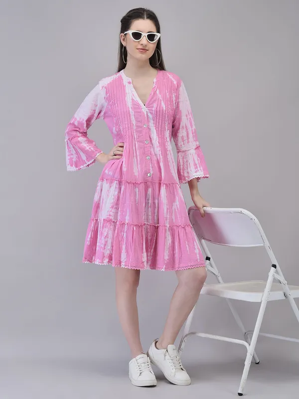 Pink_Cotton_Flared_Midi_Dress_For_Women