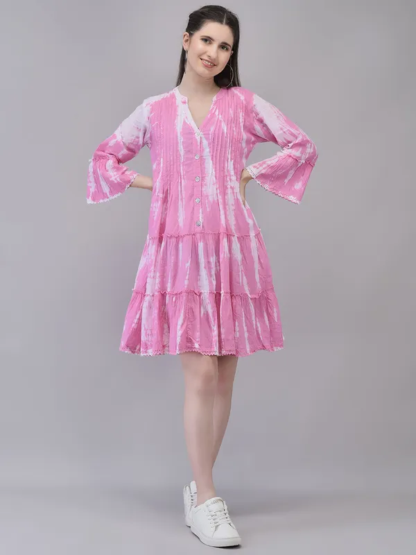 Pink_Cotton_Flared_Midi_Dress_For_Women