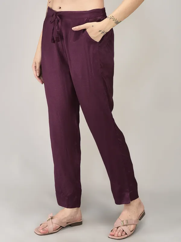 Wine_Modal_Printed_Kurta_Pant_Set_For_Women