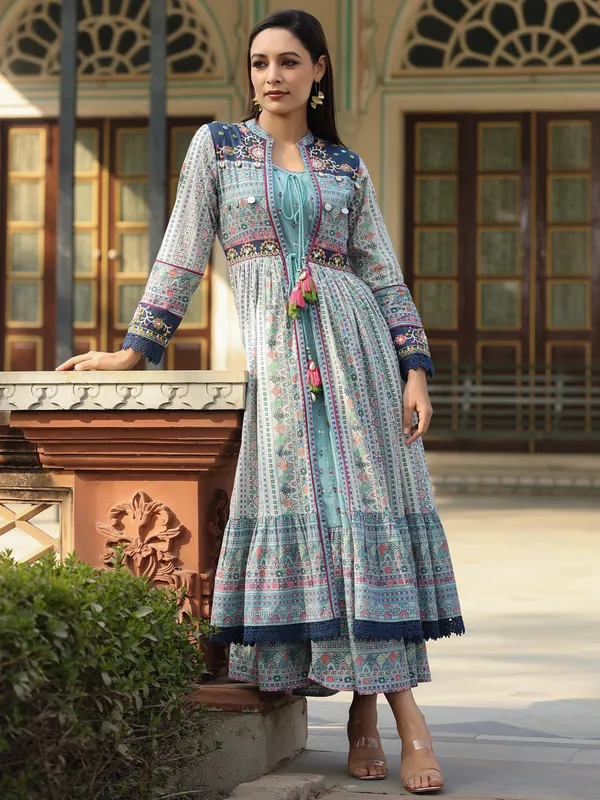 Sky_Blue_Cambric_Cotton_Printed_Flared_Ethnic_Dress_For_Women