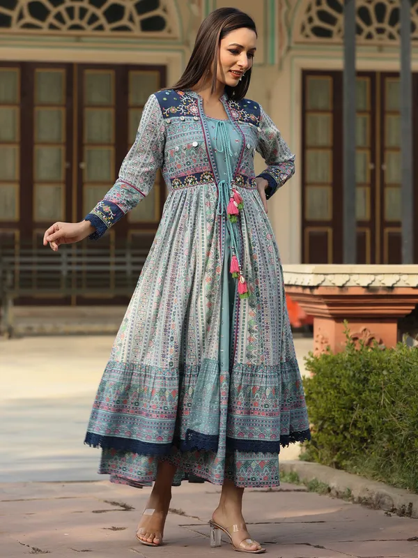 Sky_Blue_Cambric_Cotton_Printed_Flared_Ethnic_Dress_For_Women