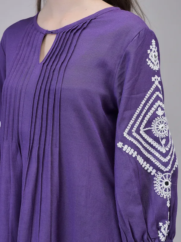 Purple_Rayon_Embroidered_Kurta_Pant_Set_With_Pockets_For_Women
