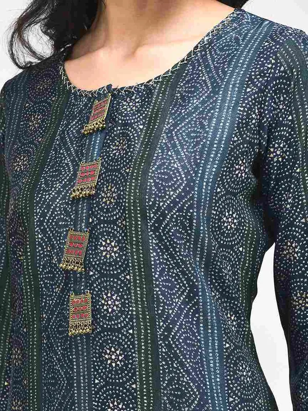 Midnight_Blue_Muslin_Straight_Bandhani_Print_Kurta_For_Women