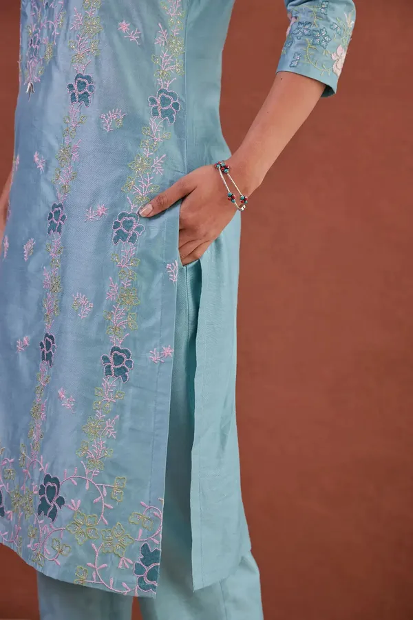 Sky_Blue_Cotton_Straight_Embroidered_Kurta_With_Pants_For_Women