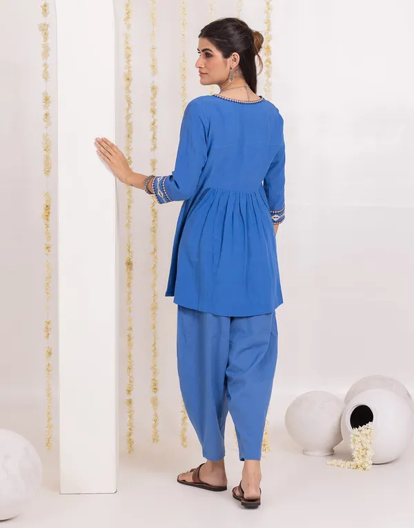 Blue_Cotton_Angrakha_Kurta_Dhoti_Pant_Set_For_Women