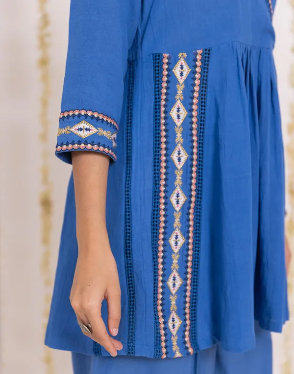 Blue_Cotton_Angrakha_Kurta_Dhoti_Pant_Set_For_Women