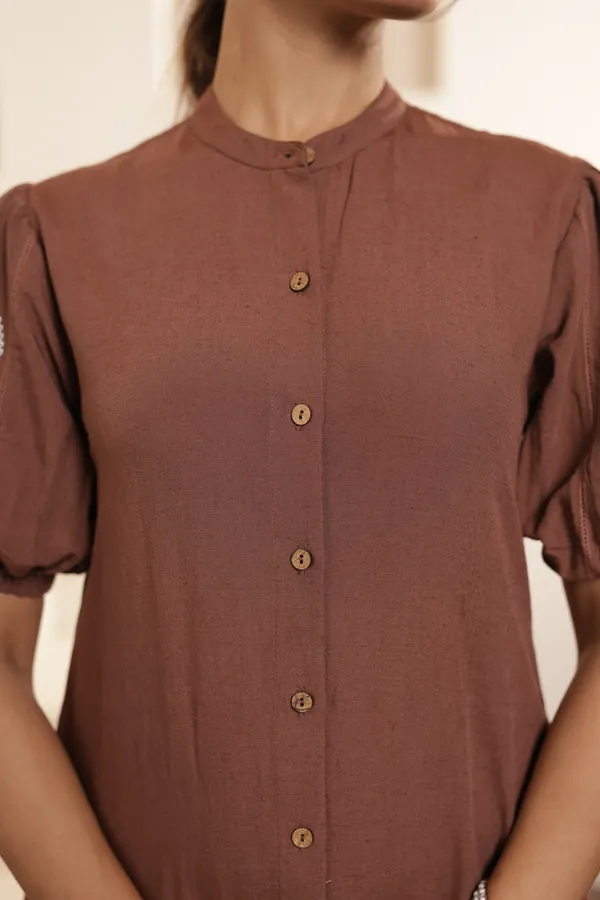 Brown_Cotton_Straight_Thread_Embroidered_Kurta_Set_For_Women
