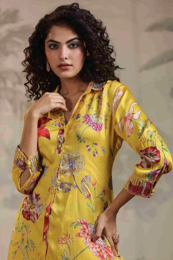 Yellow_Satin_Floral_Sequin_Work_Co_Ord_Set_For_Women