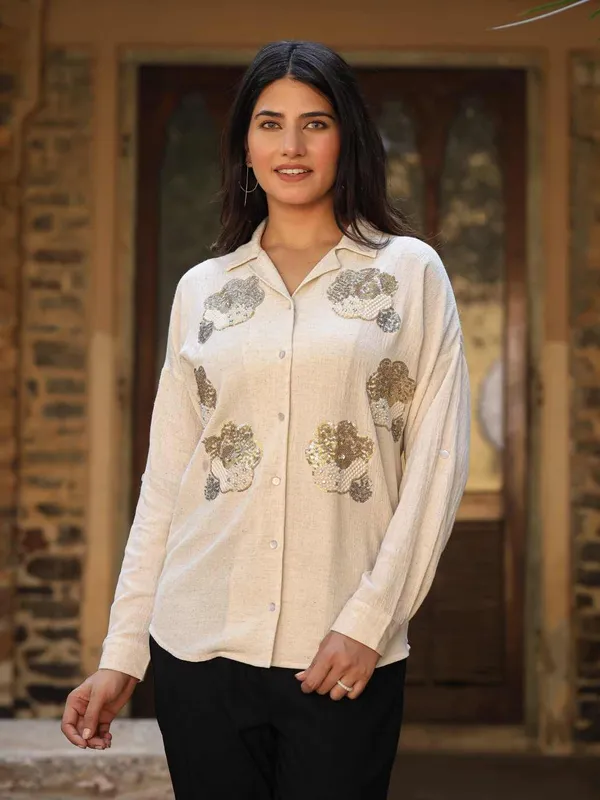 Off_White_Rayon_Floral_Embroidered_Regular_Fit_Shirt_For_Women