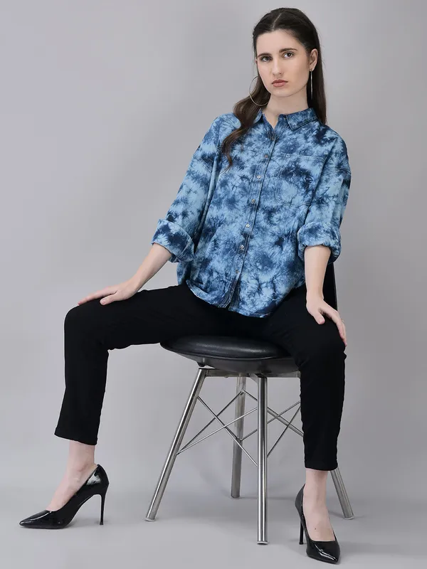 Blue_Denim_Regular_Fit_Tie_Dye_Shirt_For_Women