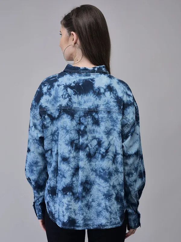Blue_Denim_Regular_Fit_Tie_Dye_Shirt_For_Women